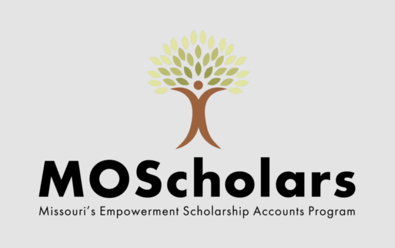 MOScholars logo: Tree with person trunk, leaves. "MOScholars, Missouri's Empowerment Scholarship Accounts Program.