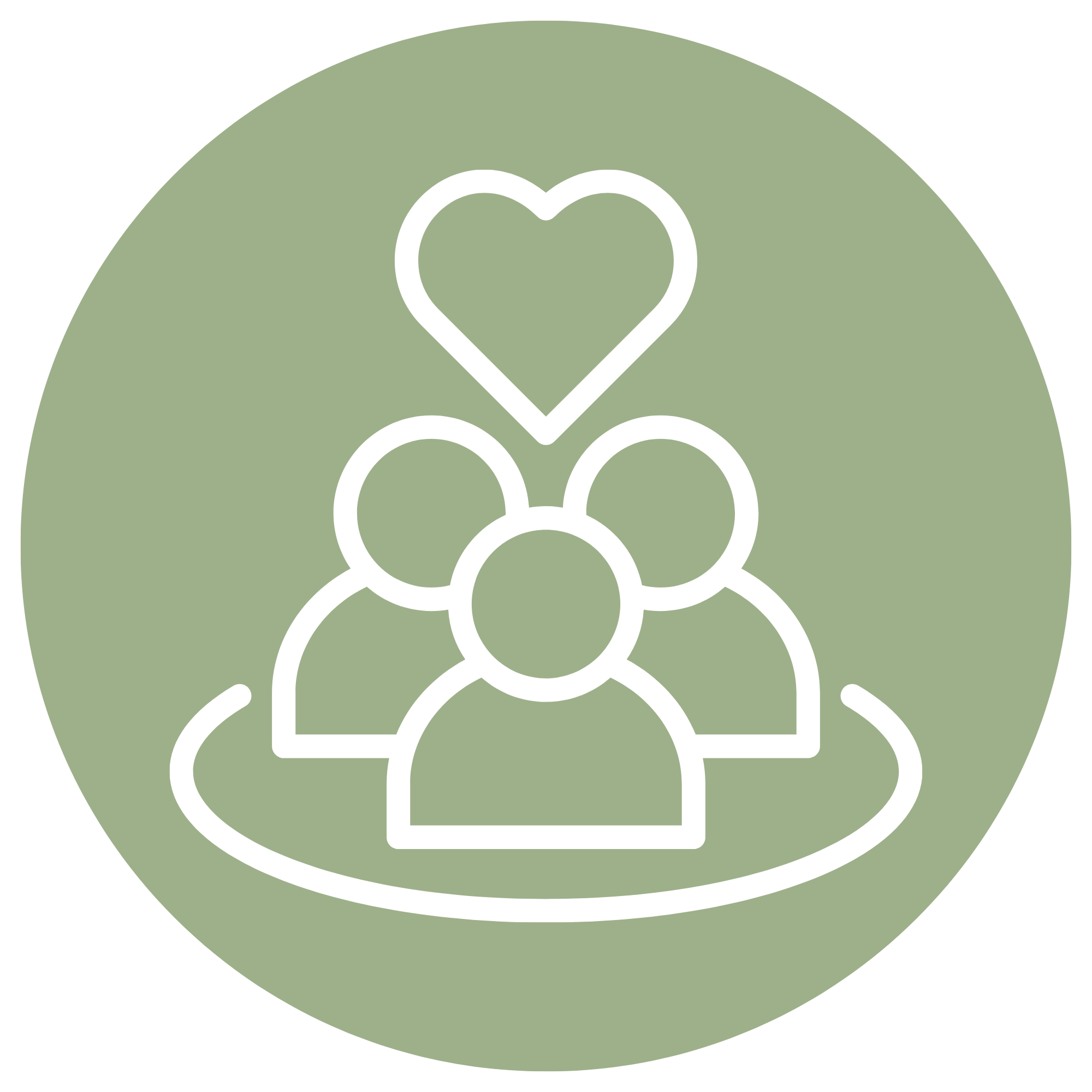Community support icon with heart above people