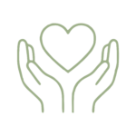 Hands gently holding a heart, symbolizing support for Trellis Academy.
