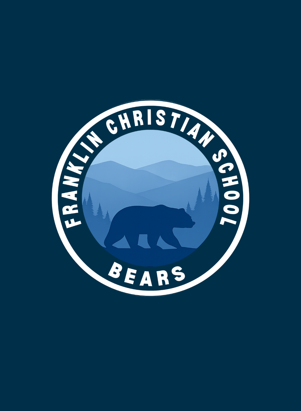 Franklin Christian School Bears logo with mountains and trees