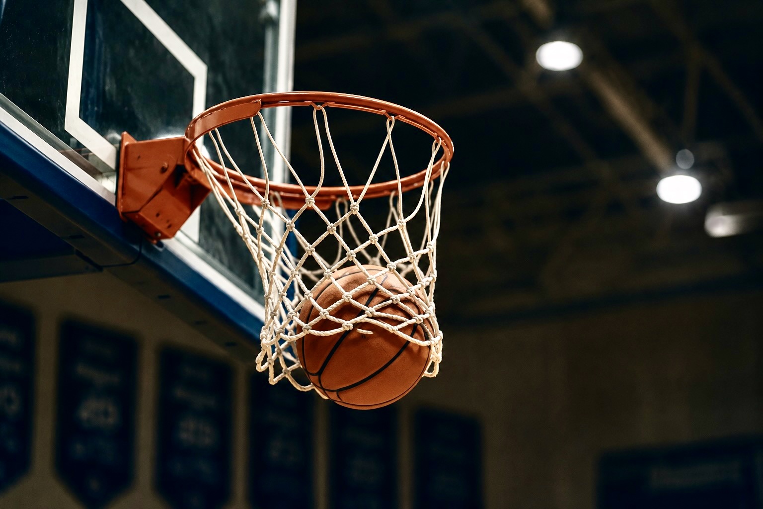 Basketball going through the net at Franklin Christian High School